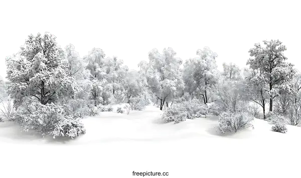 [Transparent Background PNG]Snowy Winter Forest Landscape Illustration