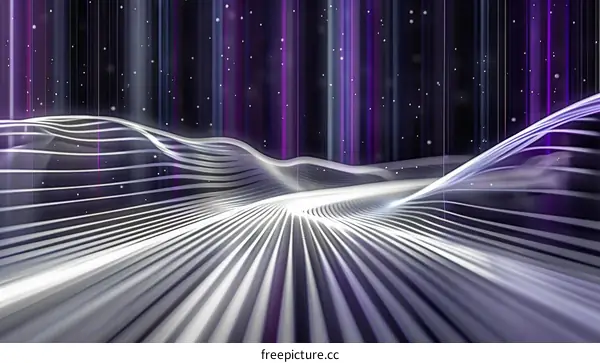 Wavy white lines over purple background