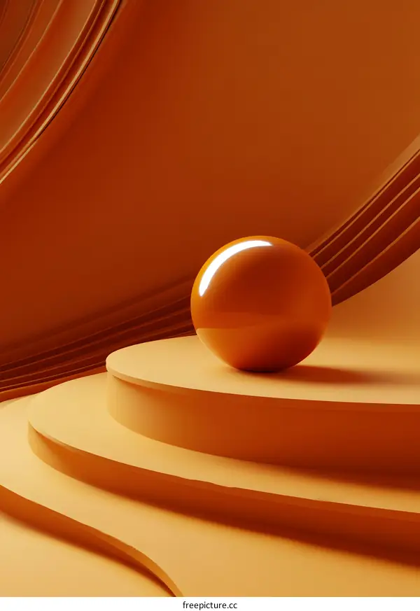 Orange Sphere on Abstract Background