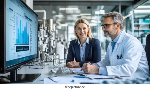 Business Meeting in a Modern Laboratory