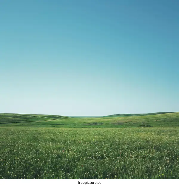 Rolling Green Hills under a Blue Sky