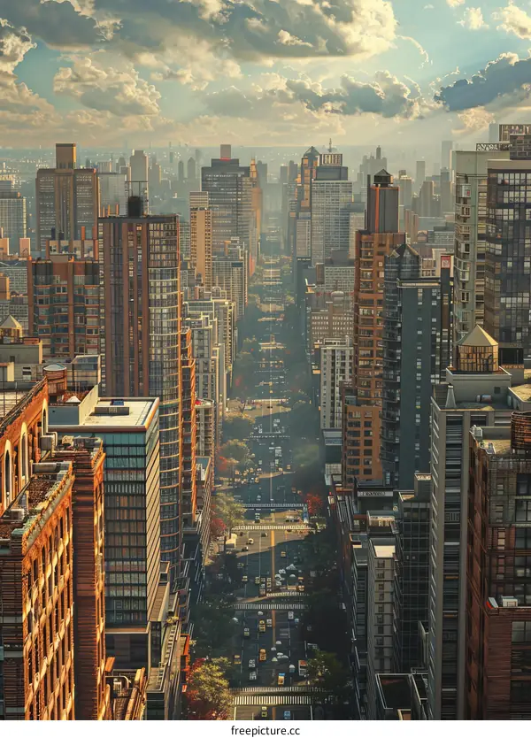 High Angle View of a Busy City Street