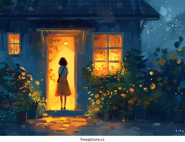 girl standing in front of a house