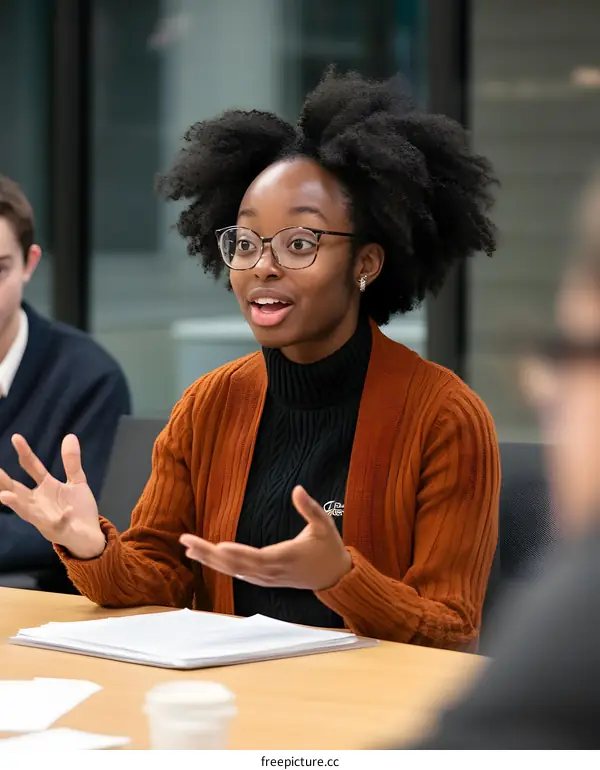 African American Woman Speaking at Meeting