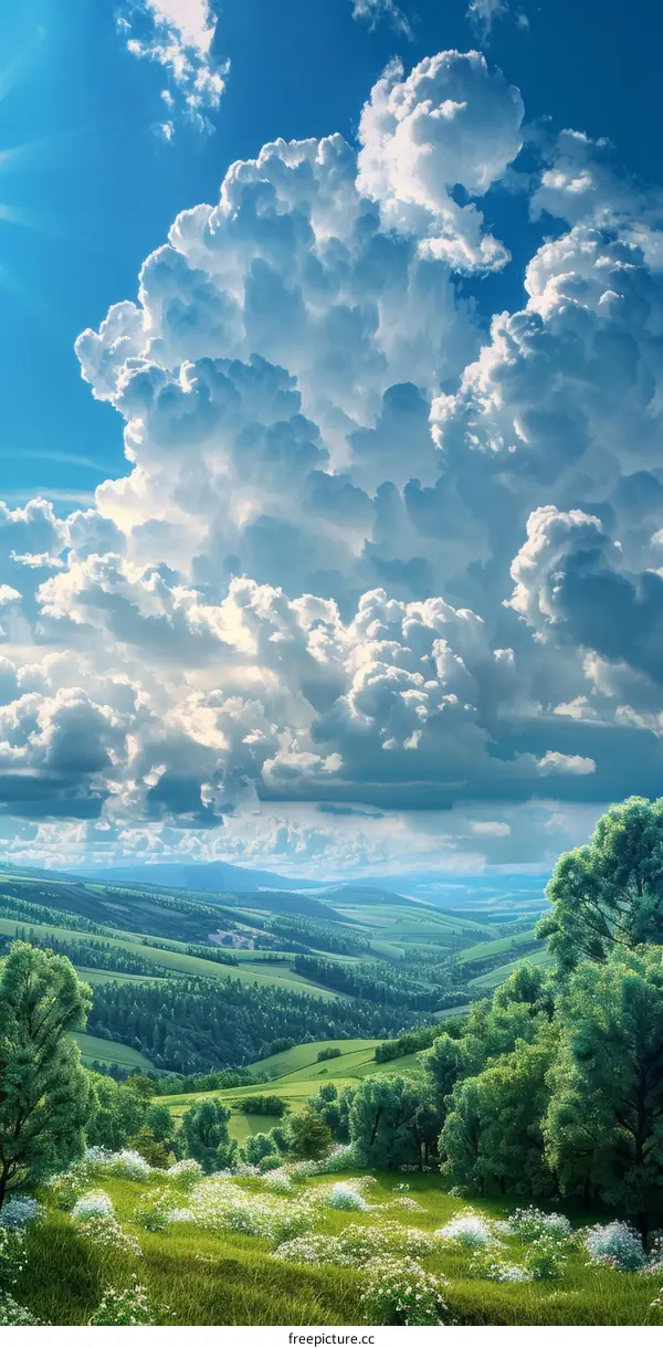 Green Hills and Blue Sky