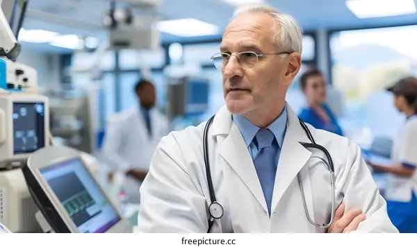 Caucasian Doctor in a Hospital Setting