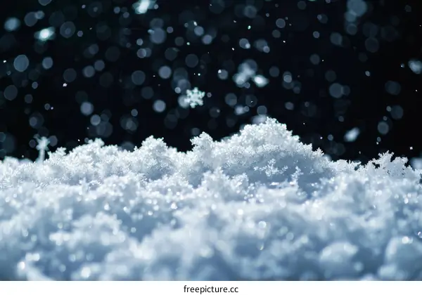 Close-up of snowflakes on snow