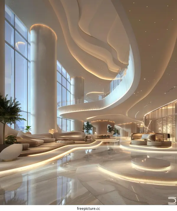 Luxurious Hotel Lobby with Modern Interior Design