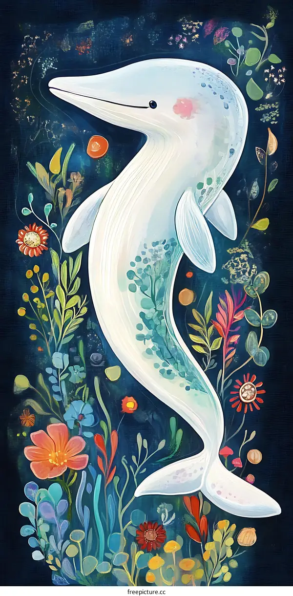 Dolphin In A Field of Flowers