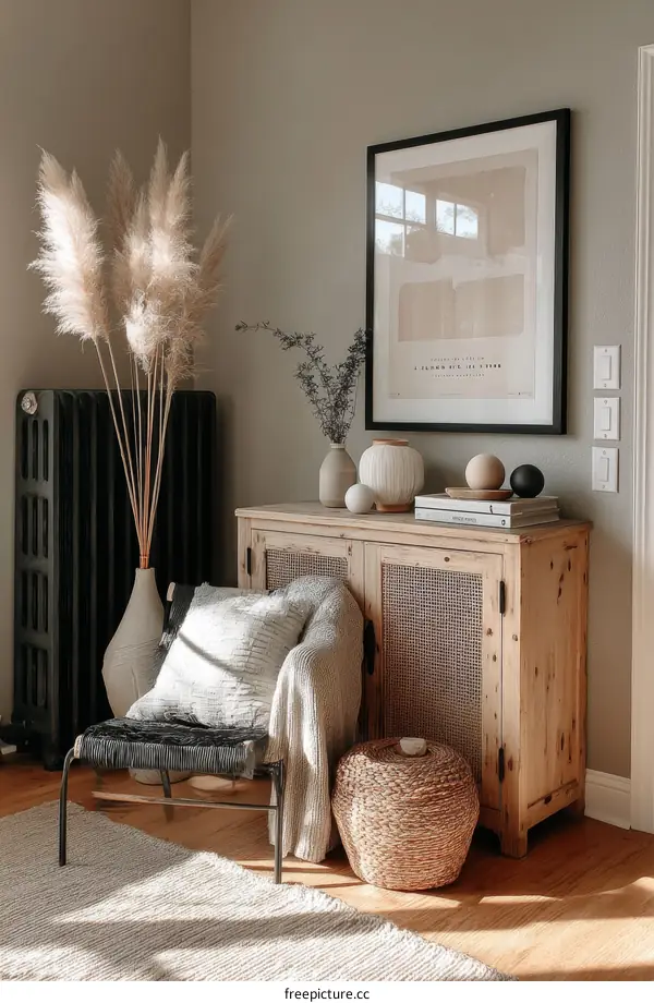 Modern Boho Living Room Corner with Neutral Tones