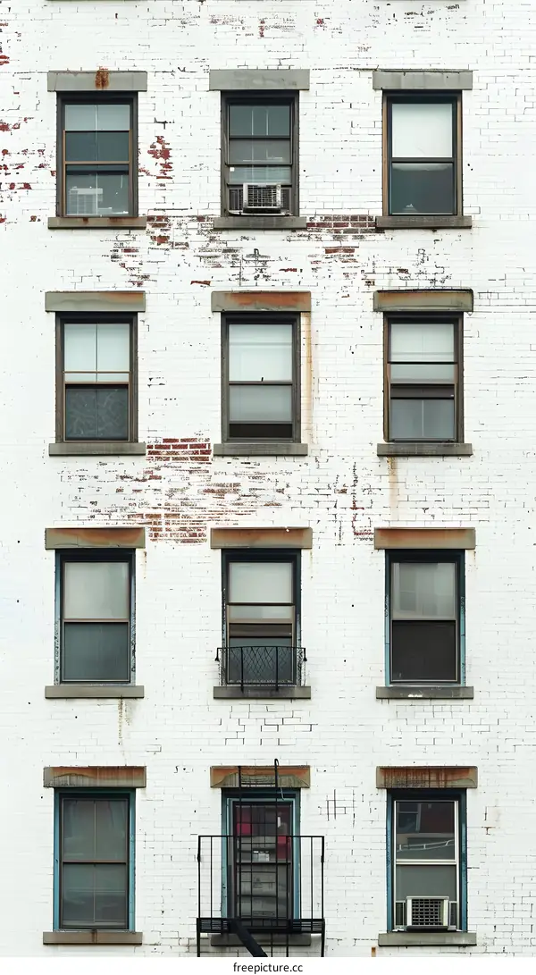 White Brick Building with Windows and Fire Escape