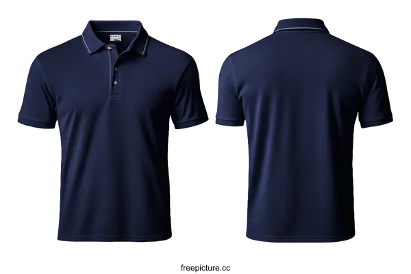 [Transparent Background PNG]Blank Navy Polo Shirt Mockup Front and Back