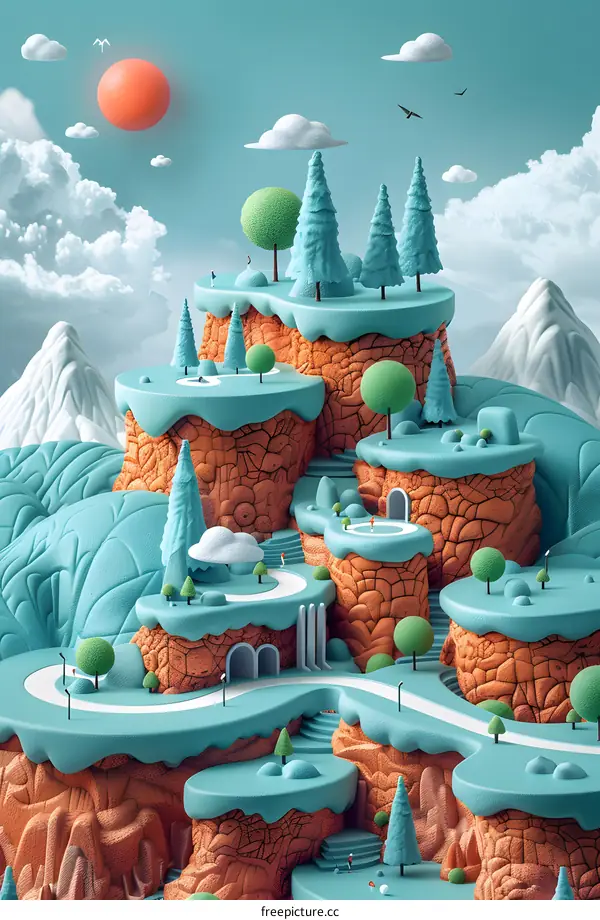 Whimsical Mountain Landscape