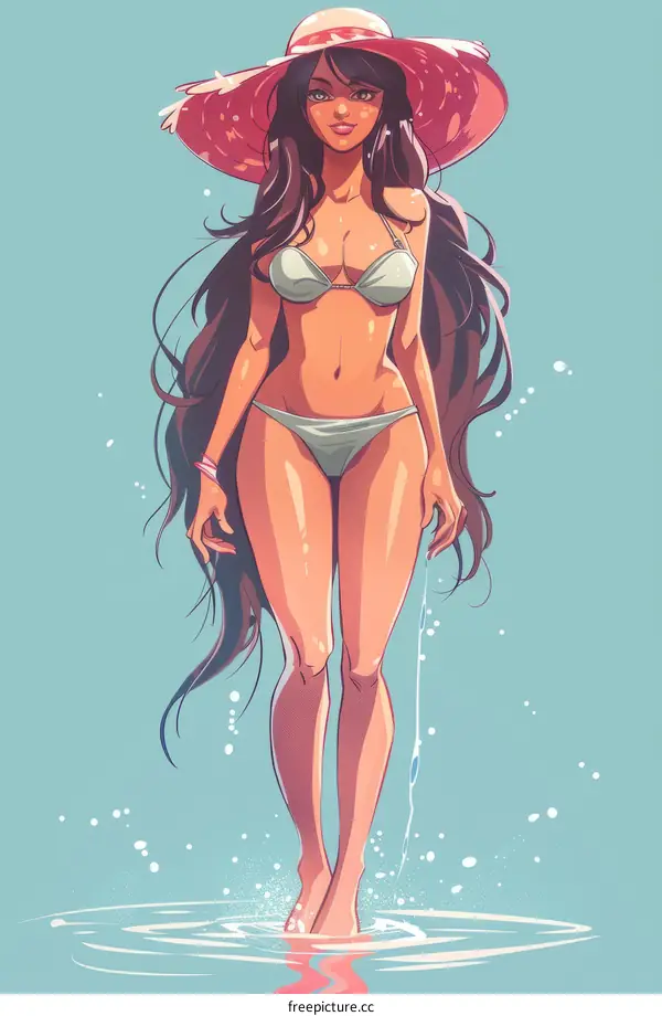 Illustration of a woman in a bikini