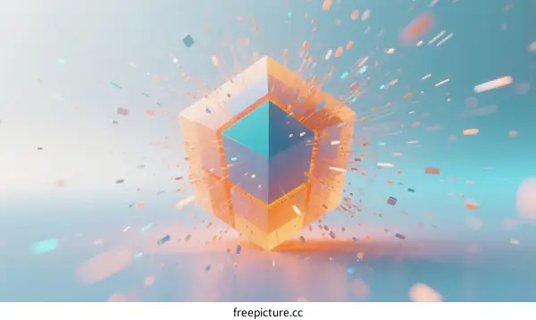 3D Geometric Shape with Particles and Digital Effect
