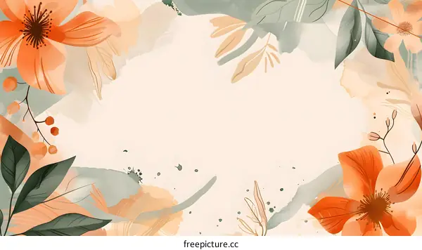 Abstract Watercolor Floral Frame Background