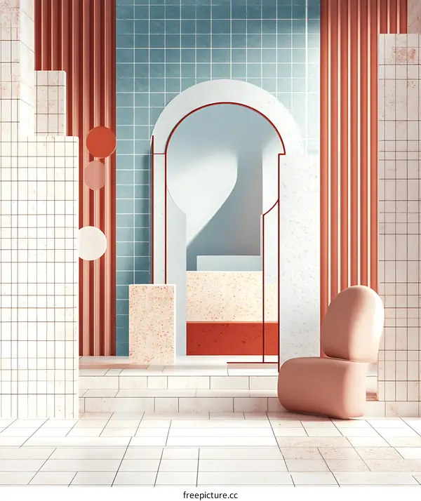 Abstract Minimalist Interior Design With  Archway