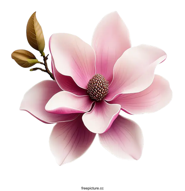 [Transparent Background PNG]Beautiful Pink Magnolia Flower Illustration