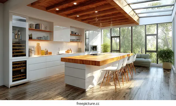 Modern Farmhouse Kitchen with Large Windows