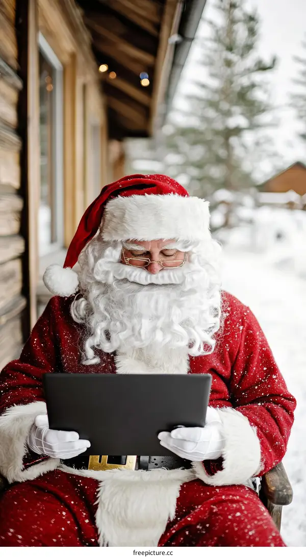 Santa Claus Working From Home on Christmas