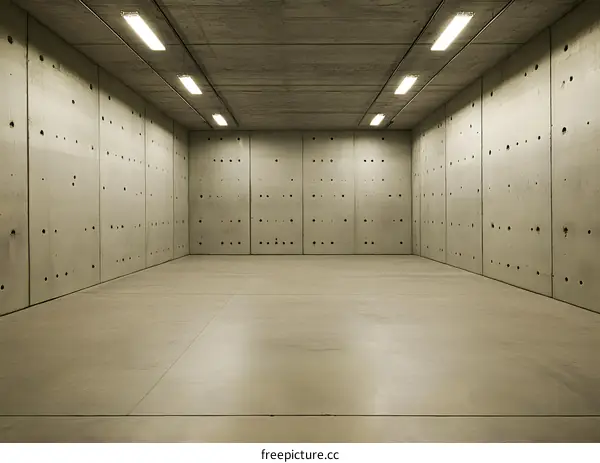 Empty Concrete Room With Lights