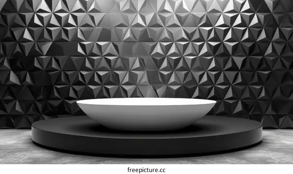 Abstract Modern Empty Showcase with Geometric Pattern Wall