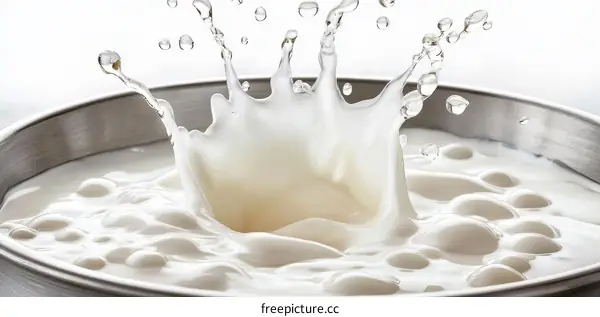 Milk Splash in a Stainless Steel Bowl