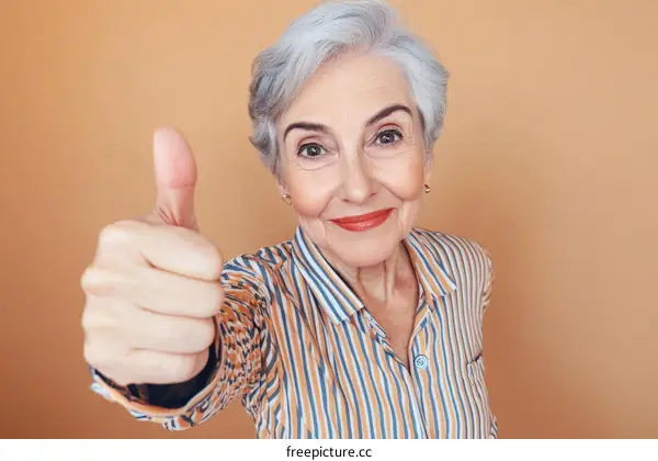 Positive Senior Woman Expressing Approval