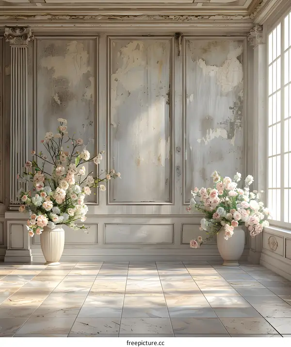 Luxury classic interior with flowers