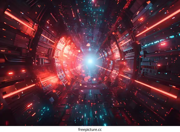 Abstract Futuristic Neon Tunnel Background