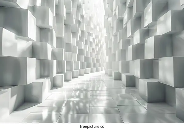 Futuristic white geometric tunnel