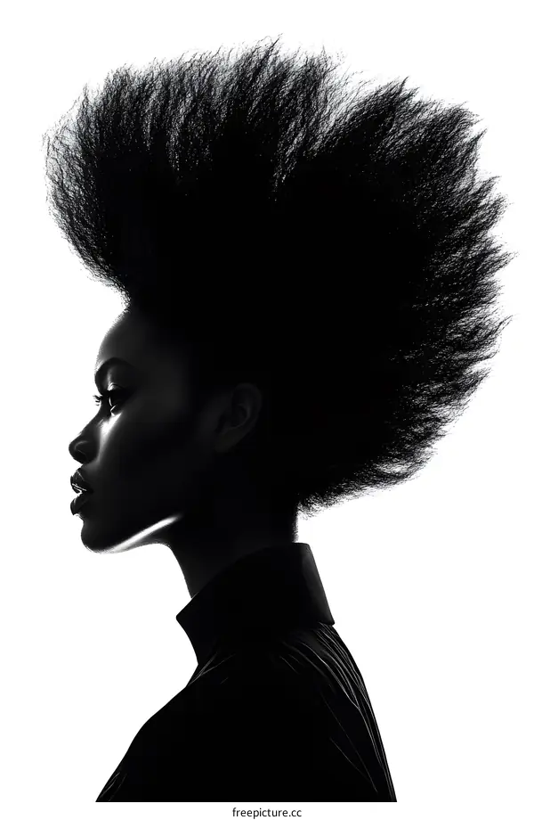 Silhouette of a Black Woman with Afro Hair