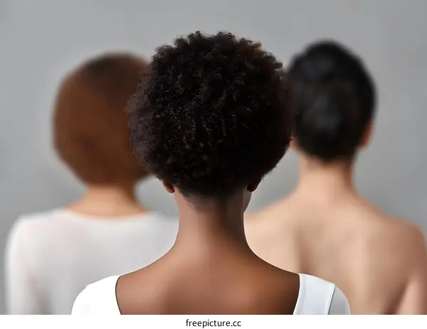 Three Women Standing Back to Back, One Black One White One Asian