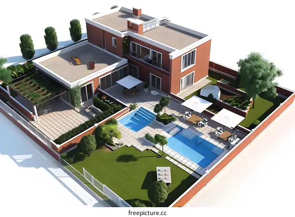 Modern House with Swimming Pool and Garden Design