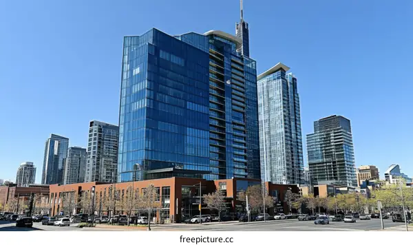 Modern City Skyline with High-Rise Buildings