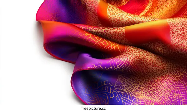 Vibrant Silk Scarf with Intricate Design