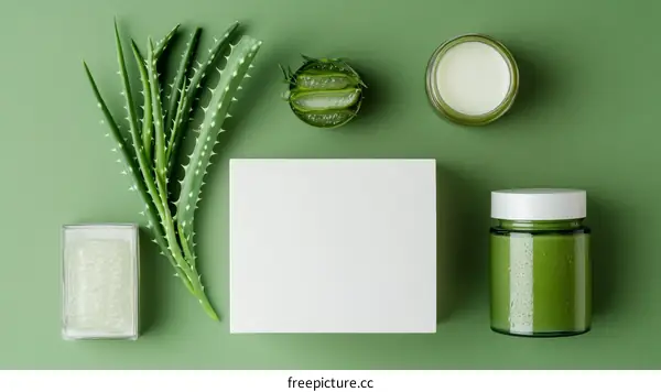 Aloe Vera Skincare Products Flat Lay