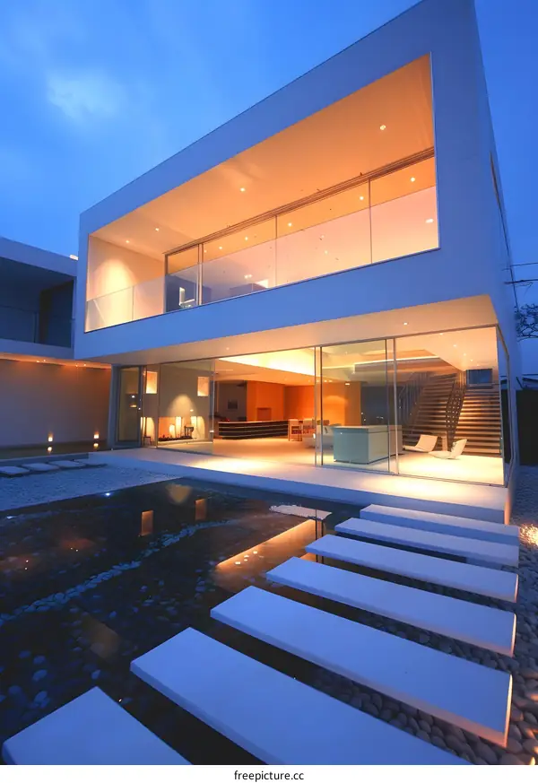 Modern House With Pool And Stone Patio