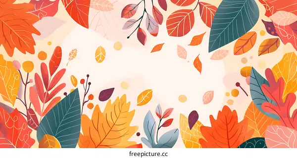 Autumn Leaves Illustration with White Background