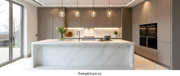 Modern Kitchen Design with Marble Island