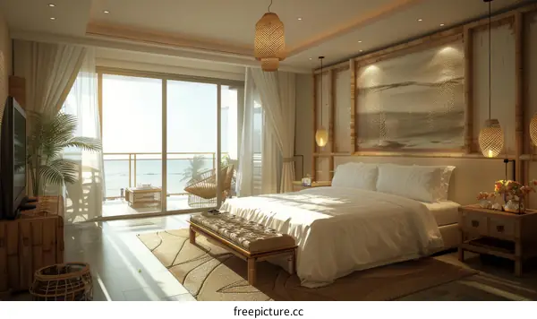 Modern Zen Bedroom with Natural Bamboo Accents