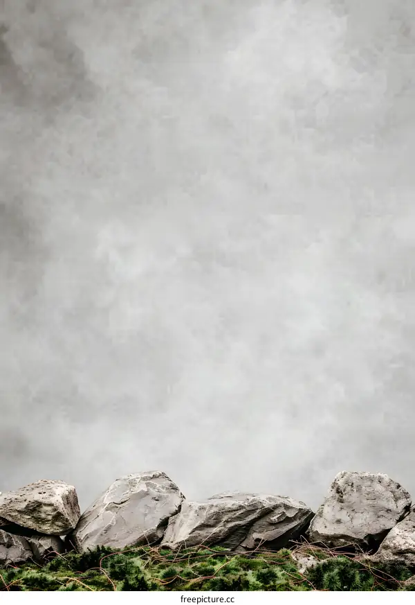 Gray Cloudy Sky With Rocks