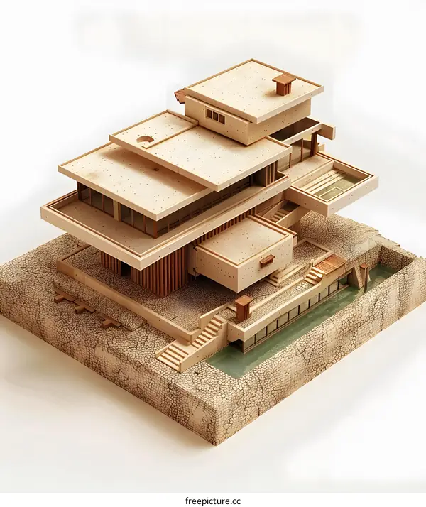 Architectural Model Of Modern House On White Background