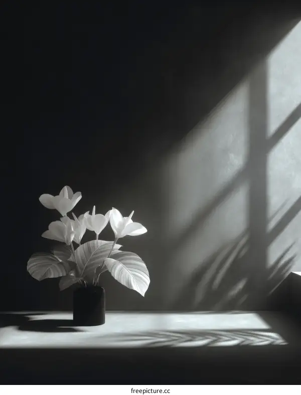Stylish Minimalist Plant Display in a Dark Room