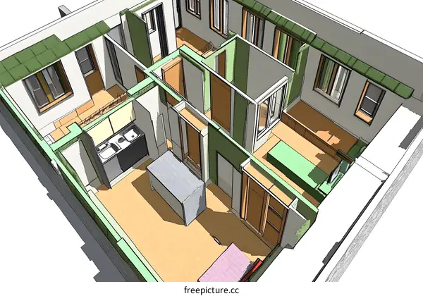 Hand Drawn Illustration of an Apartment Floor Plan
