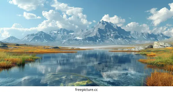 Mountain Lake Meadow Landscape