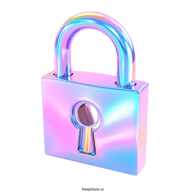 [Transparent Background PNG]Holographic Lock Colorful  Design Illustration