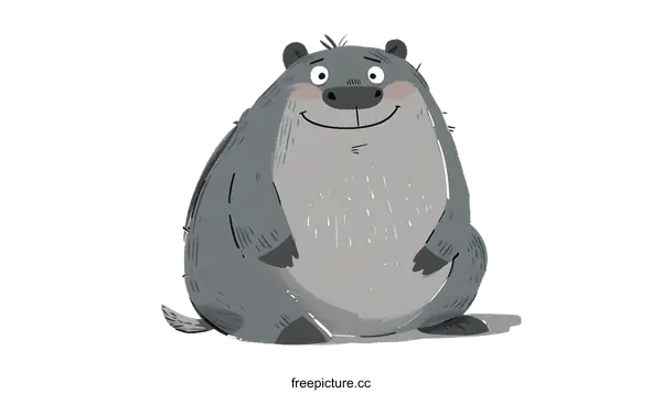 [Transparent Background PNG]Cute Cartoon Illustration of a Grey Bear