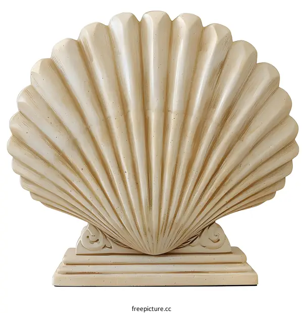 Decorative Stone Seashell Sculpture on White Background
