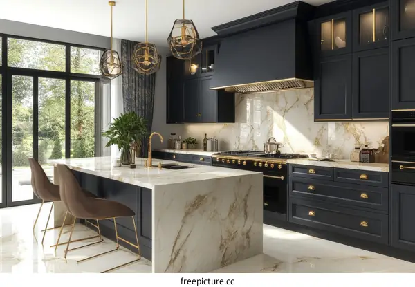 Modern Luxury Kitchen Design with Gold Accents